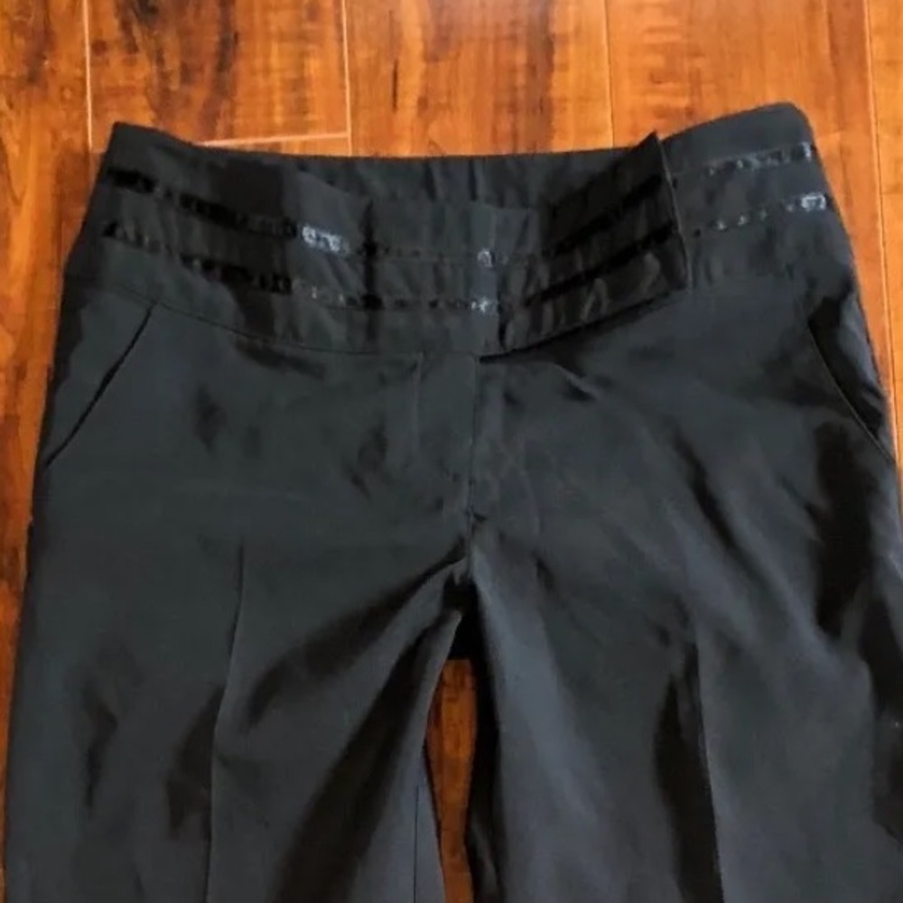 H&M sz 4 Black Tux Style Ribbon Waist Decorative DRESSY Pants Slacks - Picture 5 of 7